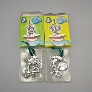 CAT IN THE HAT--silver plated classic ornaments Lot Of 2